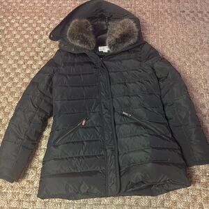 Michael Kors Womens Down Coat Puffer Faux Fur w/ Hood Sz M